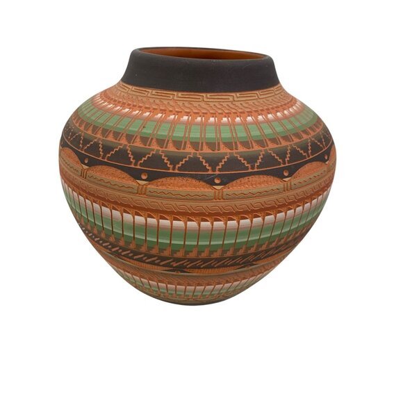 VTG Handcrafted Native American Pottery Vase Billy Dennison Navajo 96 8486 - Picture 1 of 9